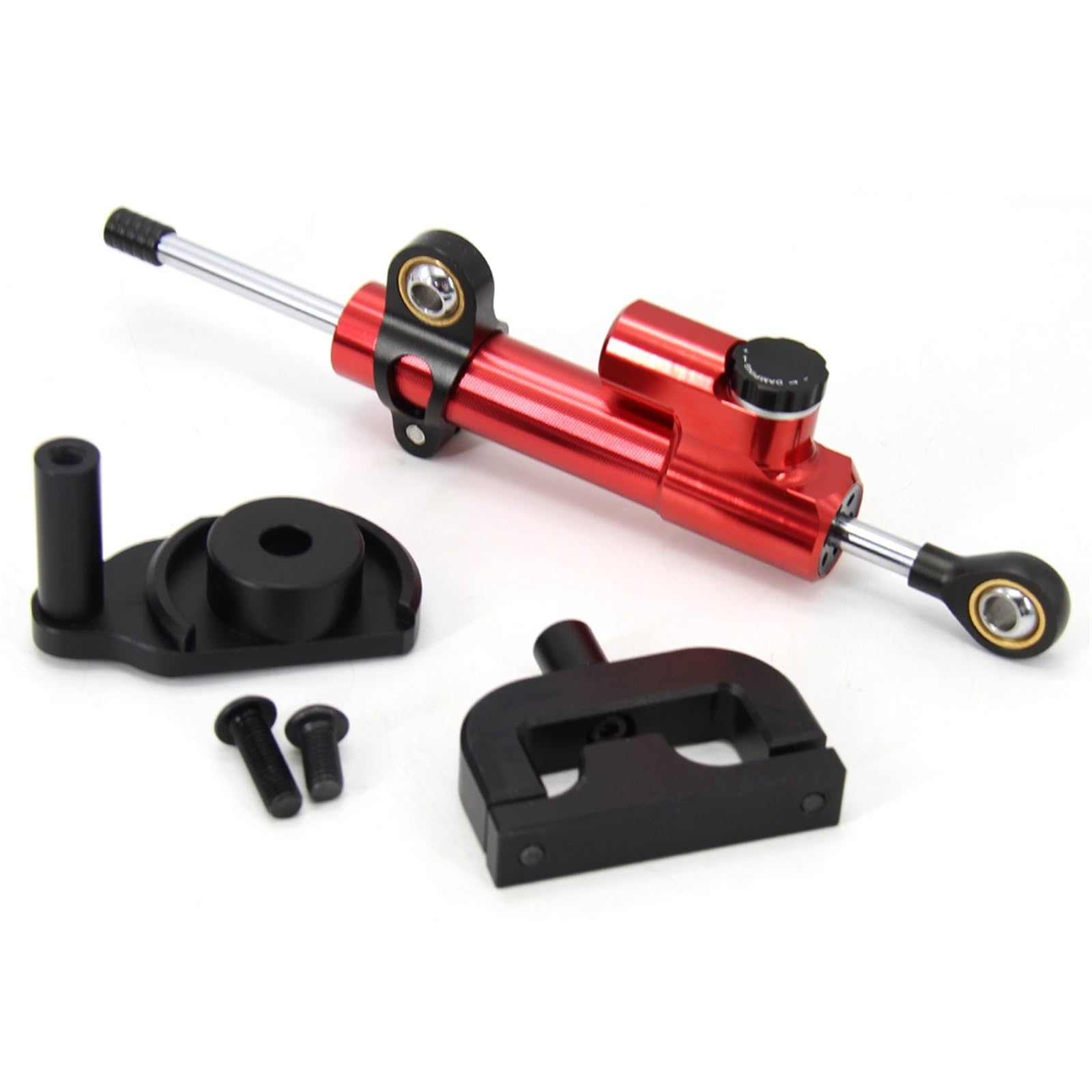 Dämpfer Lenkungsstabilisator Scooter Lenkstabilisator Dämpfer Montagehalterungssatz Für Kaabo Mantis Electric CNC-Halterung(Red Set) von TISURXQ