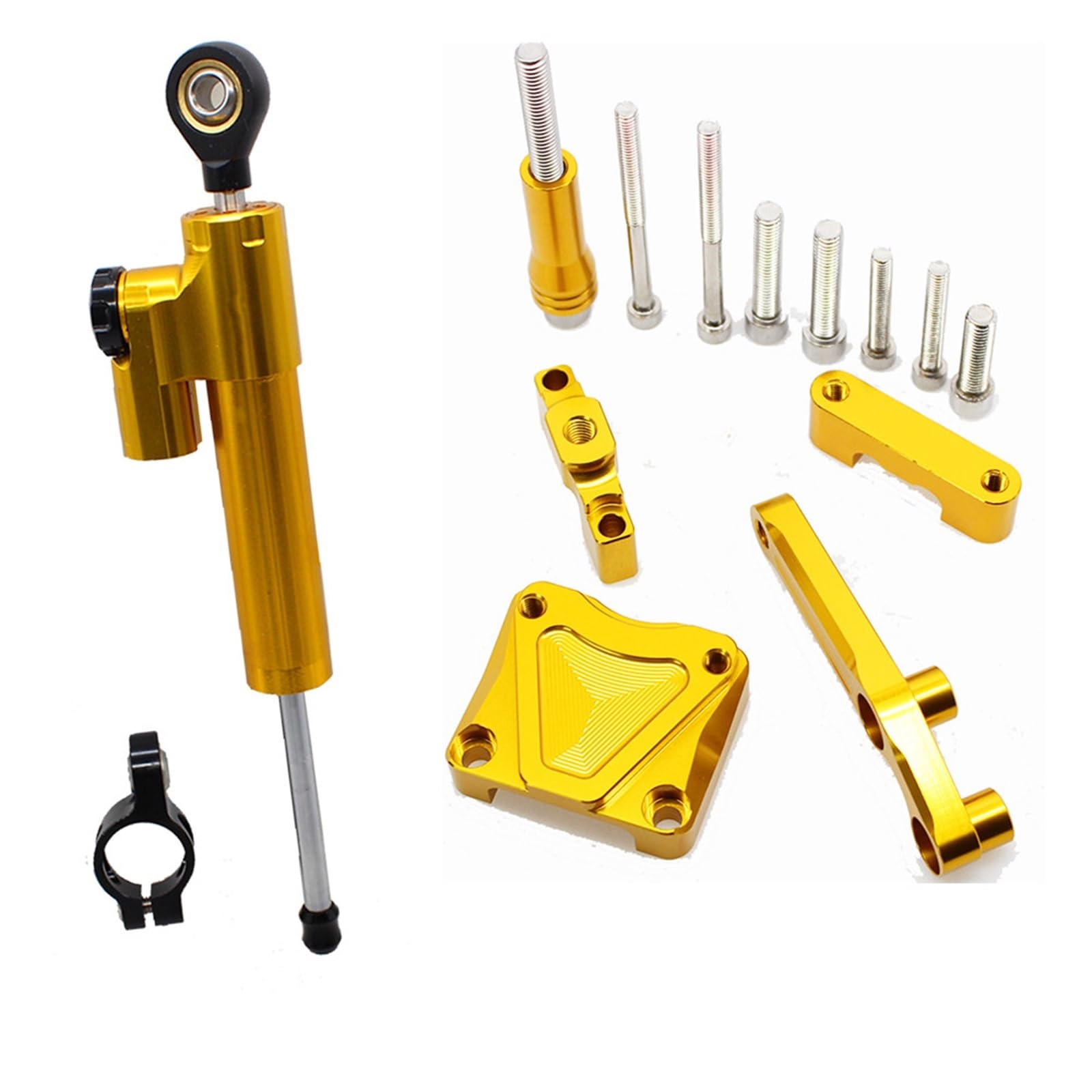 Dämpfer Lenkungsstabilisator Stabilisator Dämpfer Lenkung Montage Halterung Halter Unterstützung Kit Set Für Kawasaki Für EX300 Für NINJA300 2013-2016 2015 CNC-Halterung(Gold) von TISURXQ