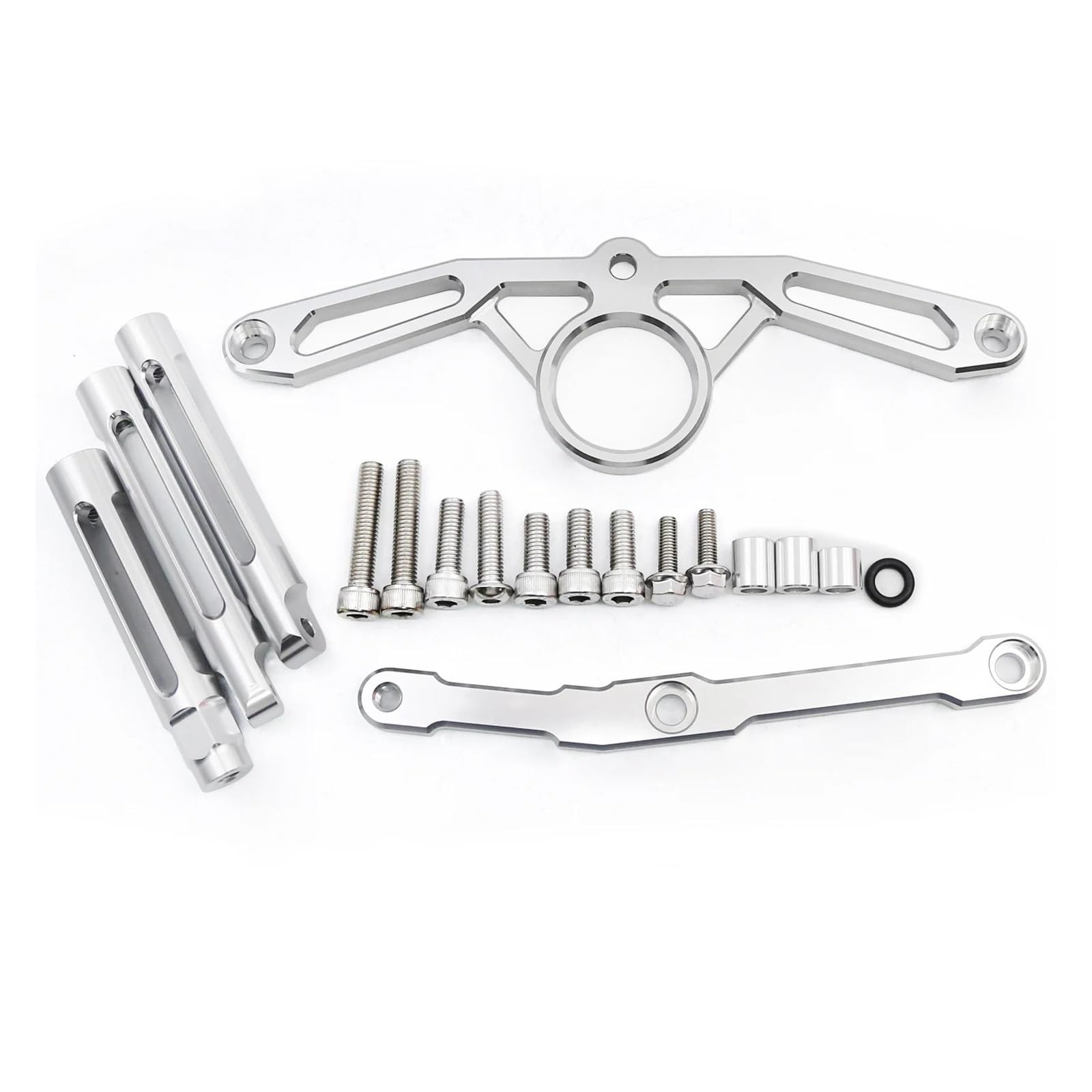 Dämpfer Lenkungsstabilisator Stabilisator Lenkung Dämpfer Halterung Montage Kit Unterstützung Motorrad Zubehör FÜR MT09 MT 09 2021 2022 2023 CNC-Halterung(Silver Bracket) von TISURXQ