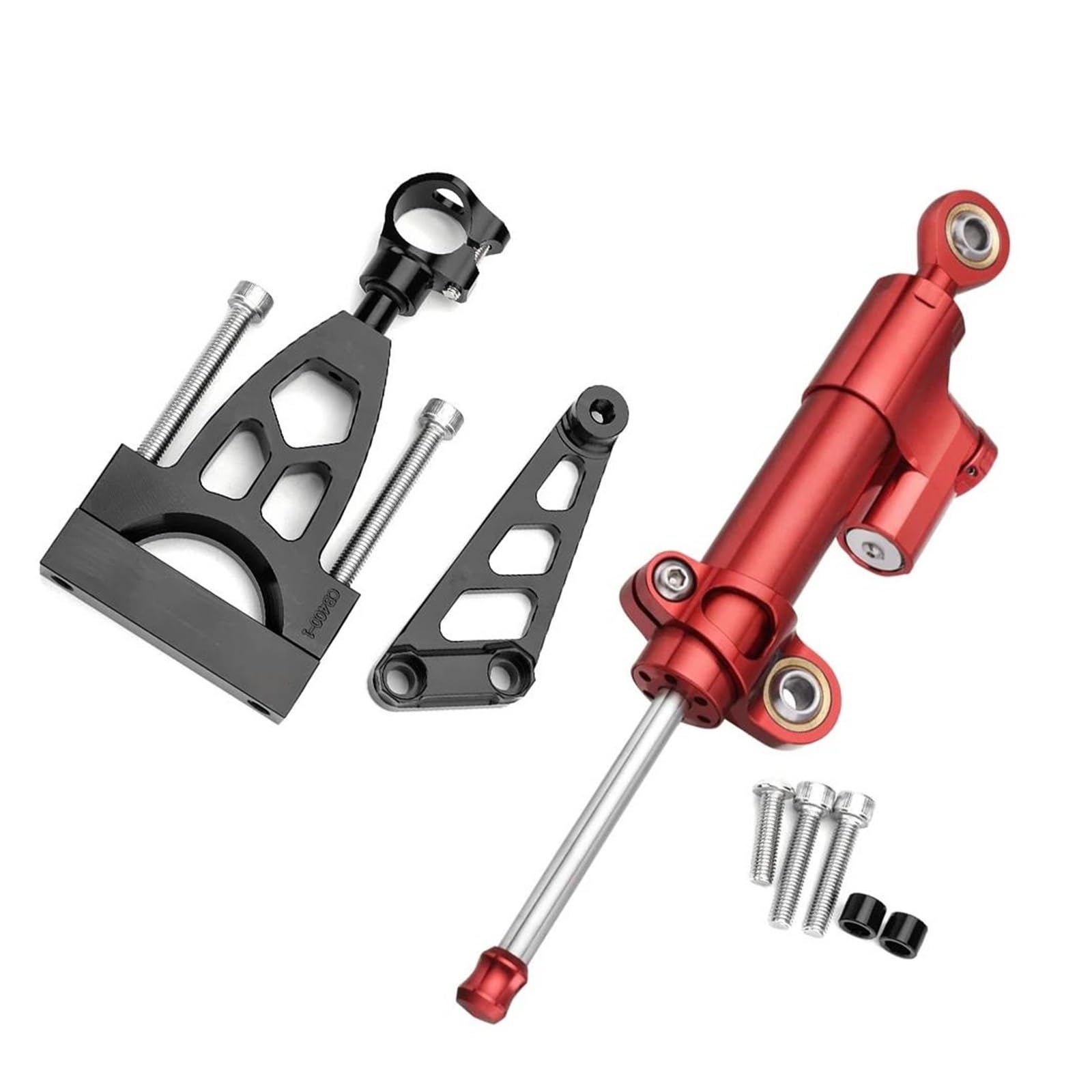 Dämpfer Lenkungsstabilisator Stabilisieren Sie Die Sicherheitskontrolle Mit Der Montagehalterung Für Motorraddämpfer, Lenkung Für CB400 VTEC Für CB400VTEC 1999 CNC-Halterung(Red) von TISURXQ