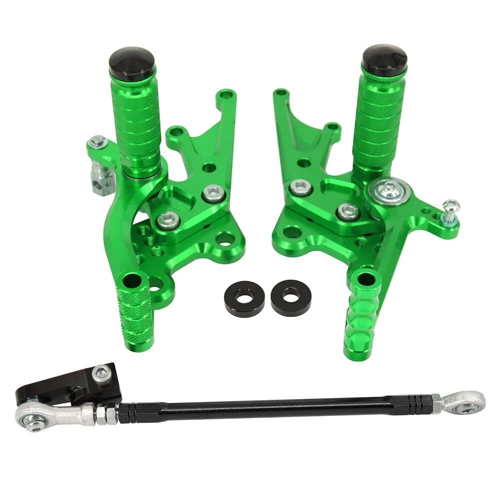 Fußrasten Pedal Für Kawasaki Für Ninja Für ZX14 ZX14R ZZR1400 ZX1-14 ZX-14R 2006 2017 2018 2019 2020 2011 ZX Motorrad Einstellbare Fußrasten Fußrasten Verstellbare Fußrasten Motorrad(Green) von TISURXQ