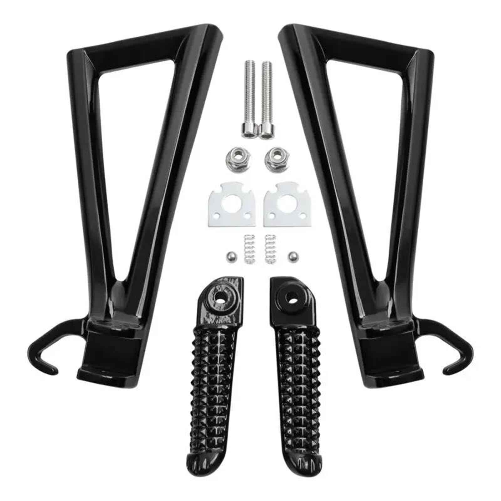 Fußrasten Pedal Für YZF R6 2006-2016 Motorrad Hinten Passagier Fußrasten Fußrasten Halterung Kits Verstellbare Fußrasten Motorrad(Black) von TISURXQ