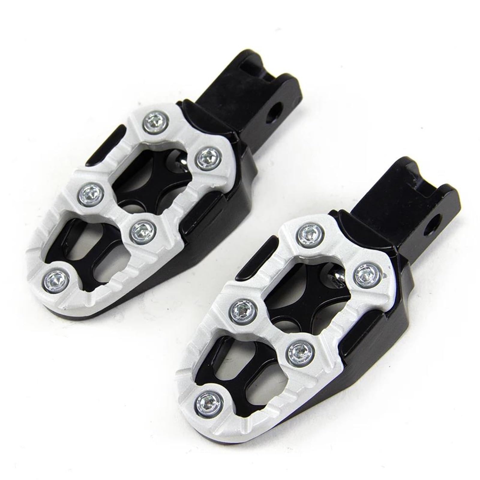 Fußrasten Pedal Fußstützen Fußrasten 1 Paar Universal Motorrad Aluminiumlegierung Fußpedale Winkelverstellbar Für Kawasaki Für Roller ATV E-Bike Verstellbare Fußrasten Motorrad(White) von TISURXQ