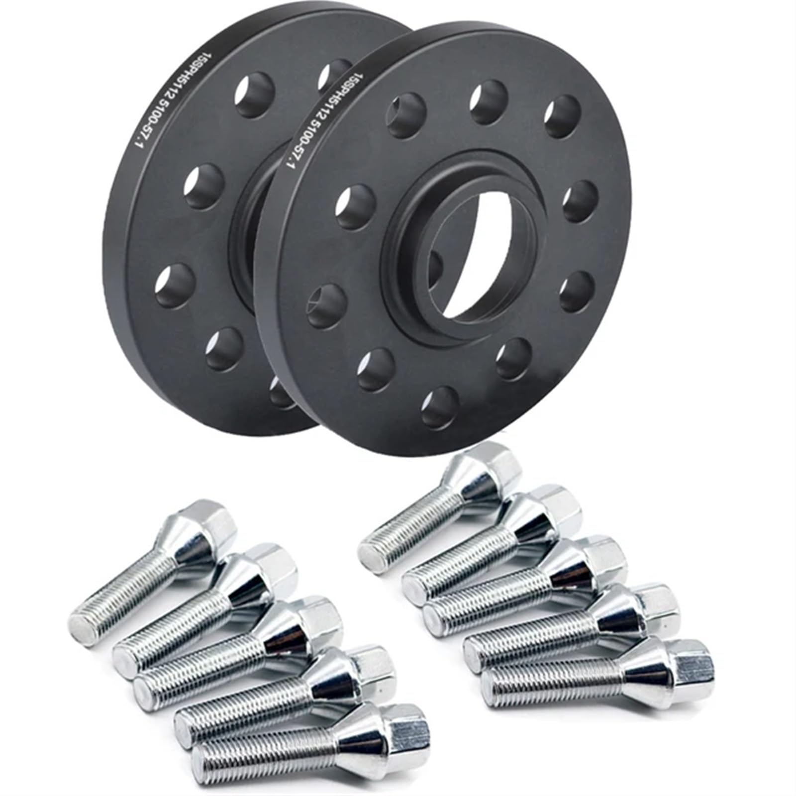 Wheel Spacers Für Audi 5*112/5*100 Geschmiedete Aluminium Distanzscheiben Reifen Hub Distanzscheiben STUD + M14 * 1,5 Radmutter 2PCS 15mm Auto Rad Spacer Wheel Spacer Lug Wheel Spacers(Black 40mmcone von TISURXQ