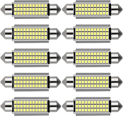 TITKBOW 10 Stück 41MM Soffitte Auto LED Innenbeleuchtung, Auto Innen Beleuchtung Mit Kühlkörper auf der Rückseite, Plug and Play Auto Innenraum Leselampe Quelle, Weiß von TITKBOW