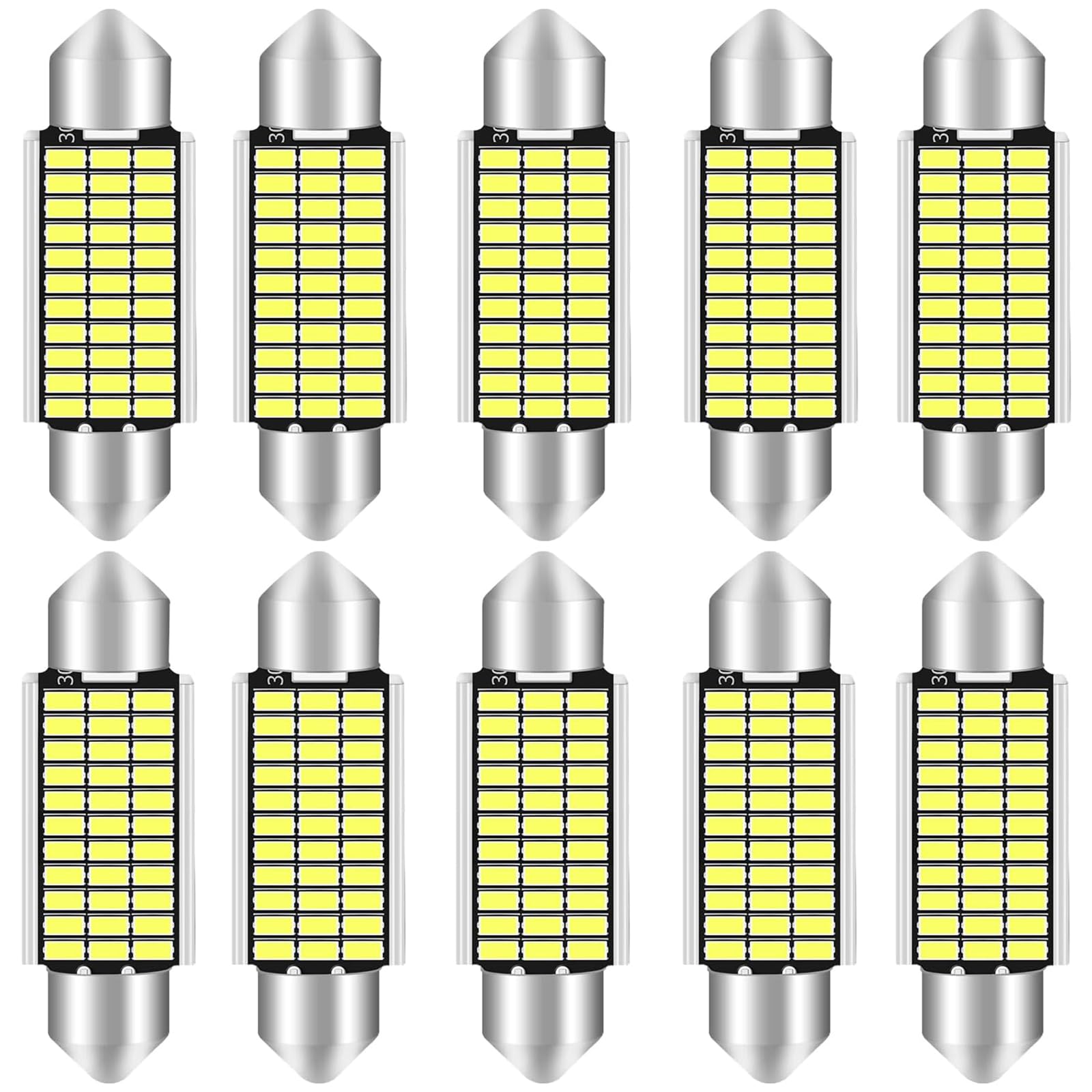 TITKBOW 10 Stück Auto LED Innenbeleuchtung, Auto Innen Beleuchtung Mit Kühlkörper auf der Rückseite, Plug and Play Auto Innenraum Leselampe Quelle Weiß, 41MM von TITKBOW