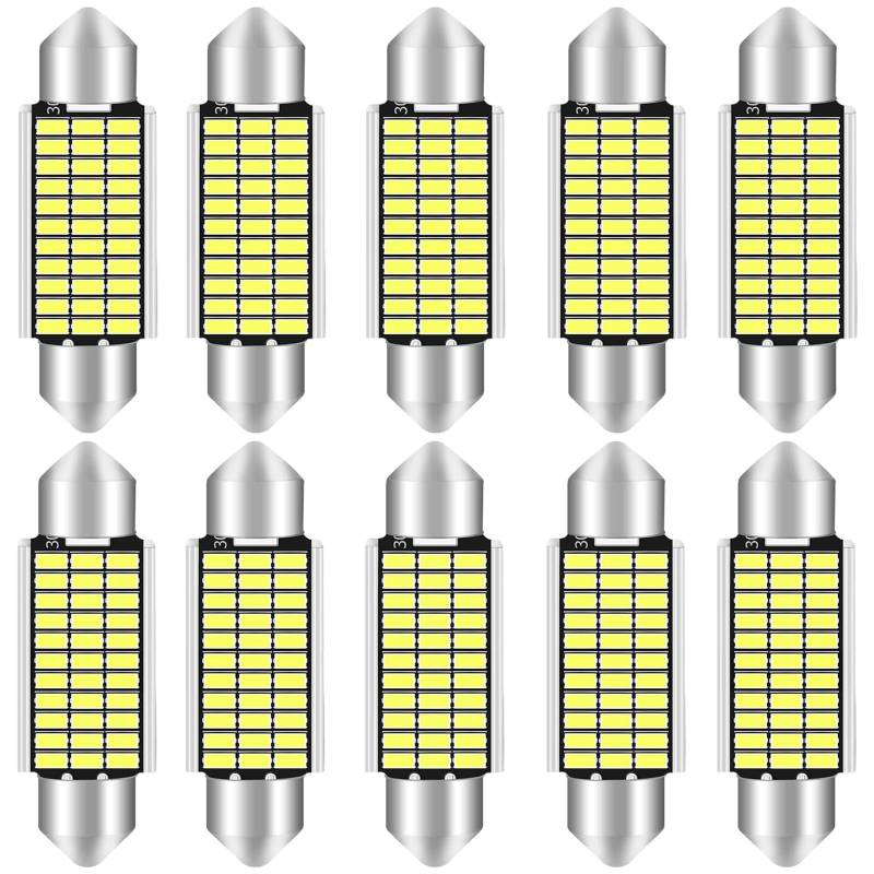 TITKBOW 10 Stück Auto LED Innenbeleuchtung, Auto Innen Beleuchtung Mit Kühlkörper auf der Rückseite, Plug and Play Auto Innenraum Leselampe Quelle Weiß, 41MM von TITKBOW