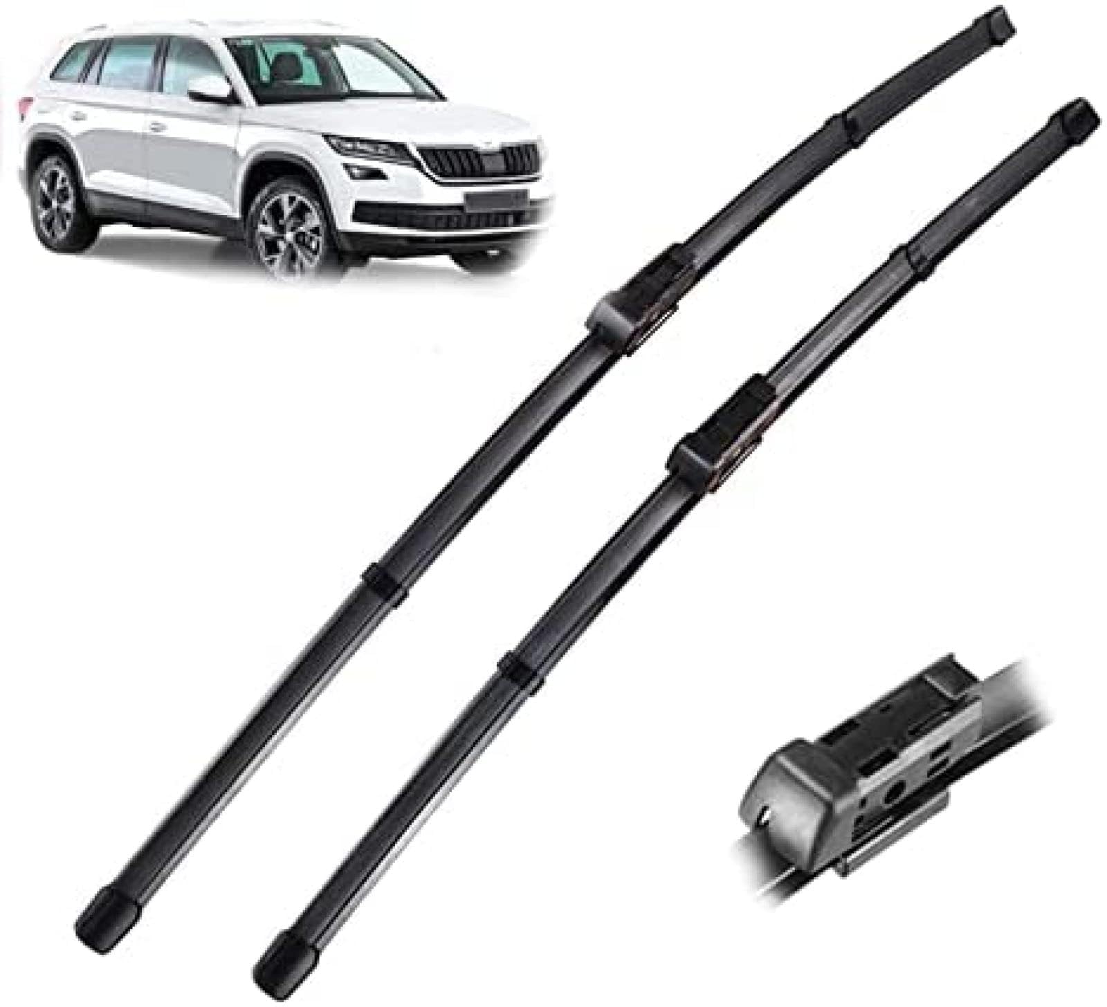 2 Stück Scheibenwischer Wischerblätter Wischer Vorn Frontscheibe für Skoda Kodiaq 2016 2017 2018 2019 2020 24 "+ 21" Wischergummi geräuschloses Gummi Streifen Zubehör von TIUEO