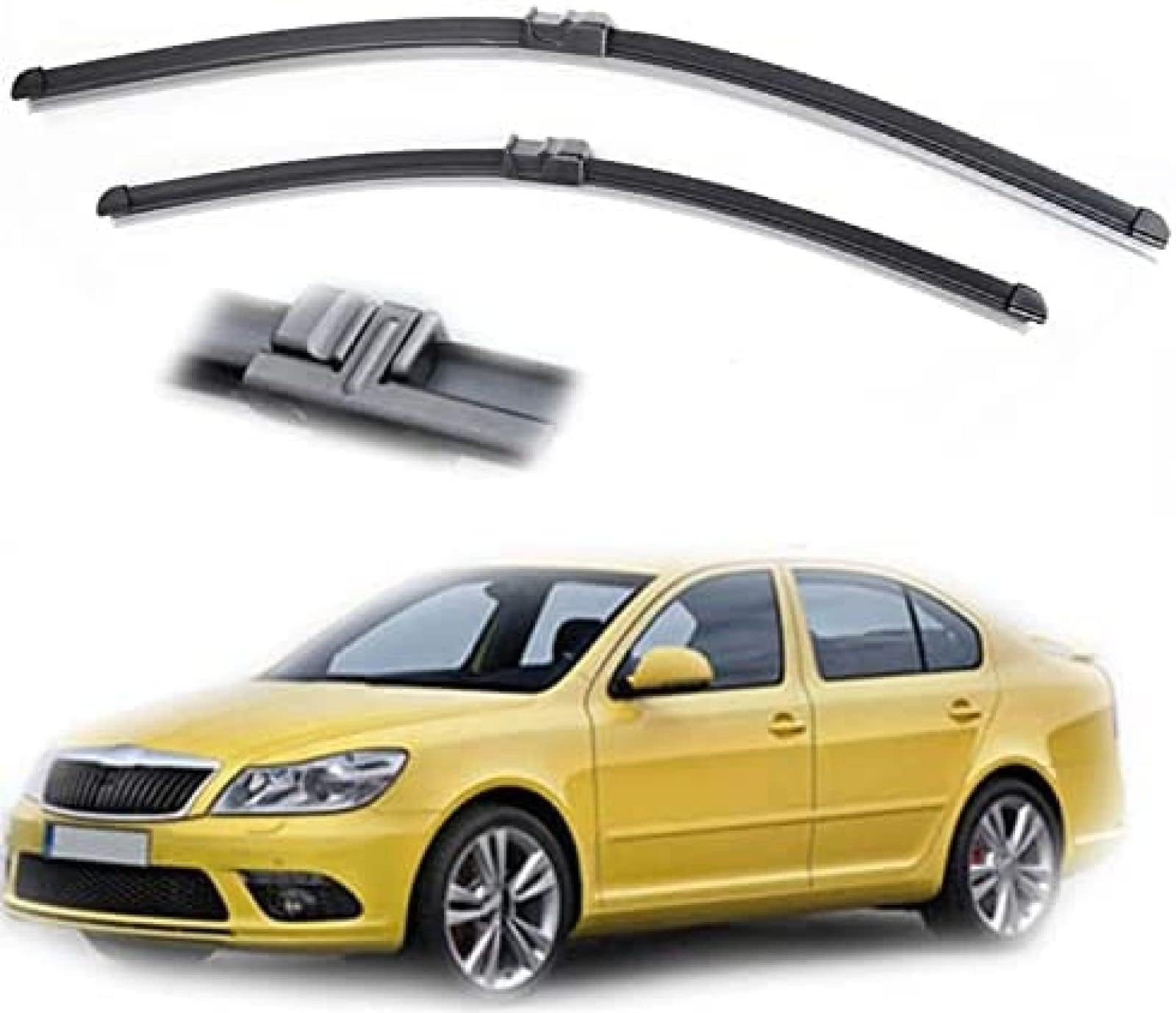 2 Stück Scheibenwischer Wischerblätter Wischer Vorn Frontscheibe für Skoda Octavia A5 1Z MK2 2004 2005 2006 2007 2008 2009 2010 2011 2012 24”+19” Wischergummi geräuschloses Gummi Streifen Zubehör von TIUEO