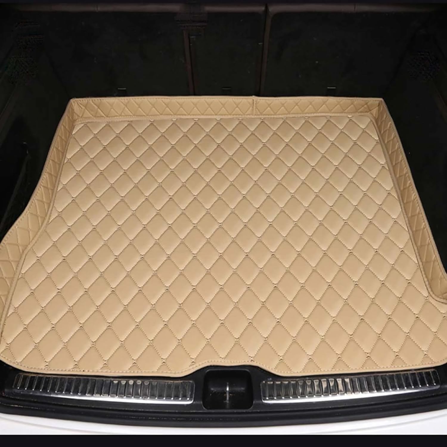 Für BMW 5 Series Touring 2011-2016 Leder Kofferraummatten für Auto Schutzmatte Kofferraumwanne Wasserdicht Antirutschmatte Kofferraum Innenmatte Zubehör,B/Beige von TIUEO