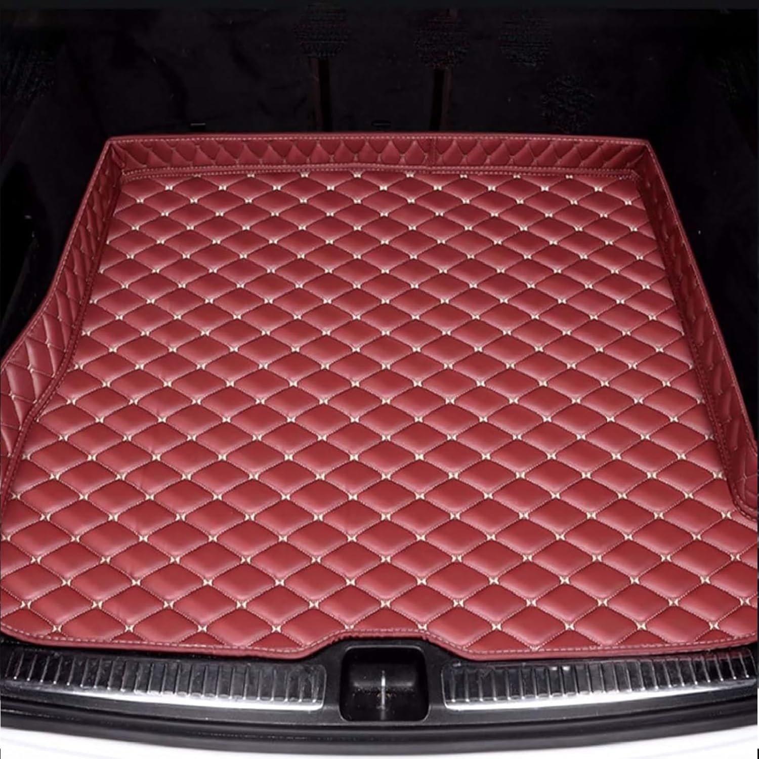 Für Chrysler Grand Voyager 2013-2017 Leder Kofferraummatten für Auto Schutzmatte Kofferraumwanne Wasserdicht Antirutschmatte Kofferraum Innenmatte Zubehör,E/Red von TIUEO
