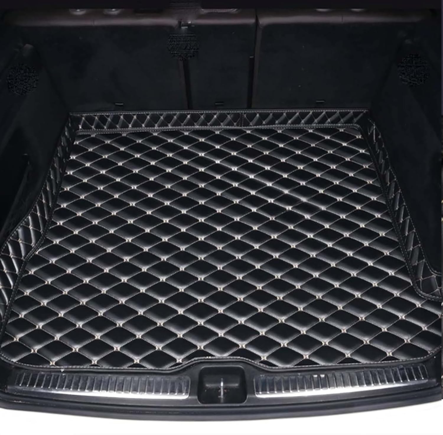 Für Ford Edge 2020-2024 Leder Kofferraummatten für Auto Schutzmatte Kofferraumwanne Wasserdicht Antirutschmatte Kofferraum Innenmatte Zubehör,C/Black-Beige von TIUEO