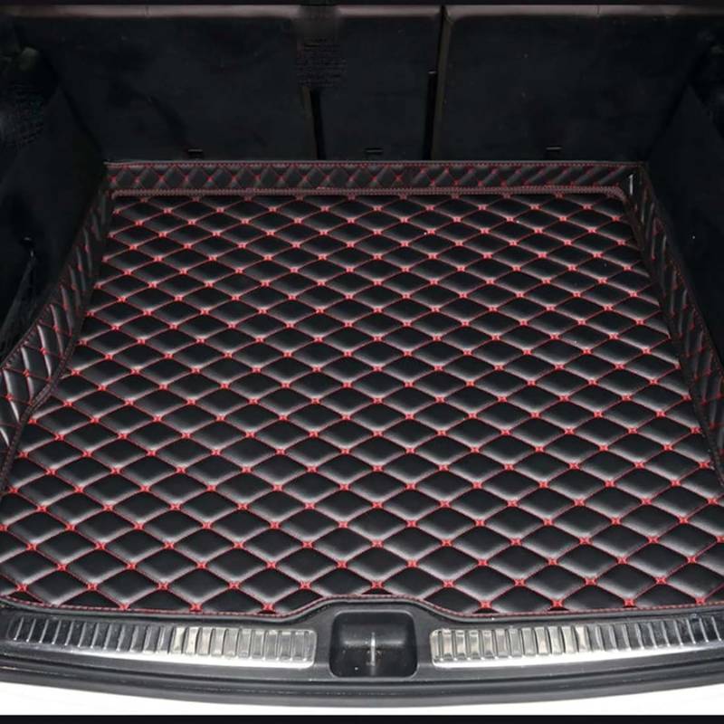 Für Ford F250 350 450 2017-2024 Leder Kofferraummatten für Auto Schutzmatte Kofferraumwanne Wasserdicht Antirutschmatte Kofferraum Innenmatte Zubehör,D/Black-Red von TIUEO