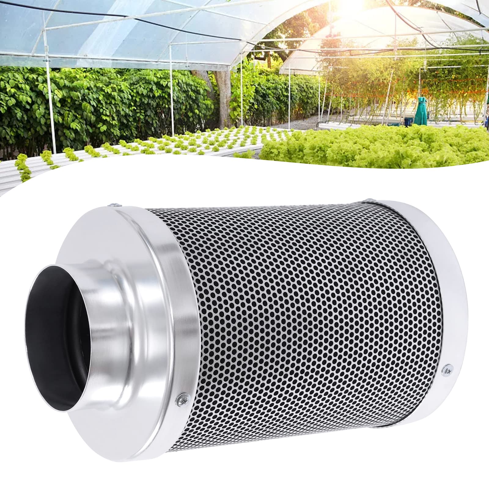 4 Zoll Grow Abluft Set Aktivkohlefilter aus Aluminium Umkehrbar Abluft Lüftungsset Growbox Belüftung für Inline-Kanal-Ventilator und Grow-Zelt, inkl. Vorfilter und Vorfiltertuch von TIXBYGO