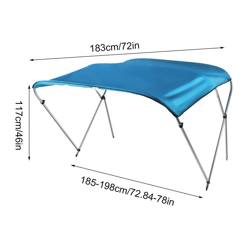 Bimini Top Boot Schlauchboot Dach Schlauchboot Sonnendach Sonnenschutz Boot IP85 600D Oxford Tuch Bootsport Cover, Faltbare Sonnenverdeck Bimini Schlauchboot Zubehör (Breite 1.85-1.98M, Blau) von TIXBYGO