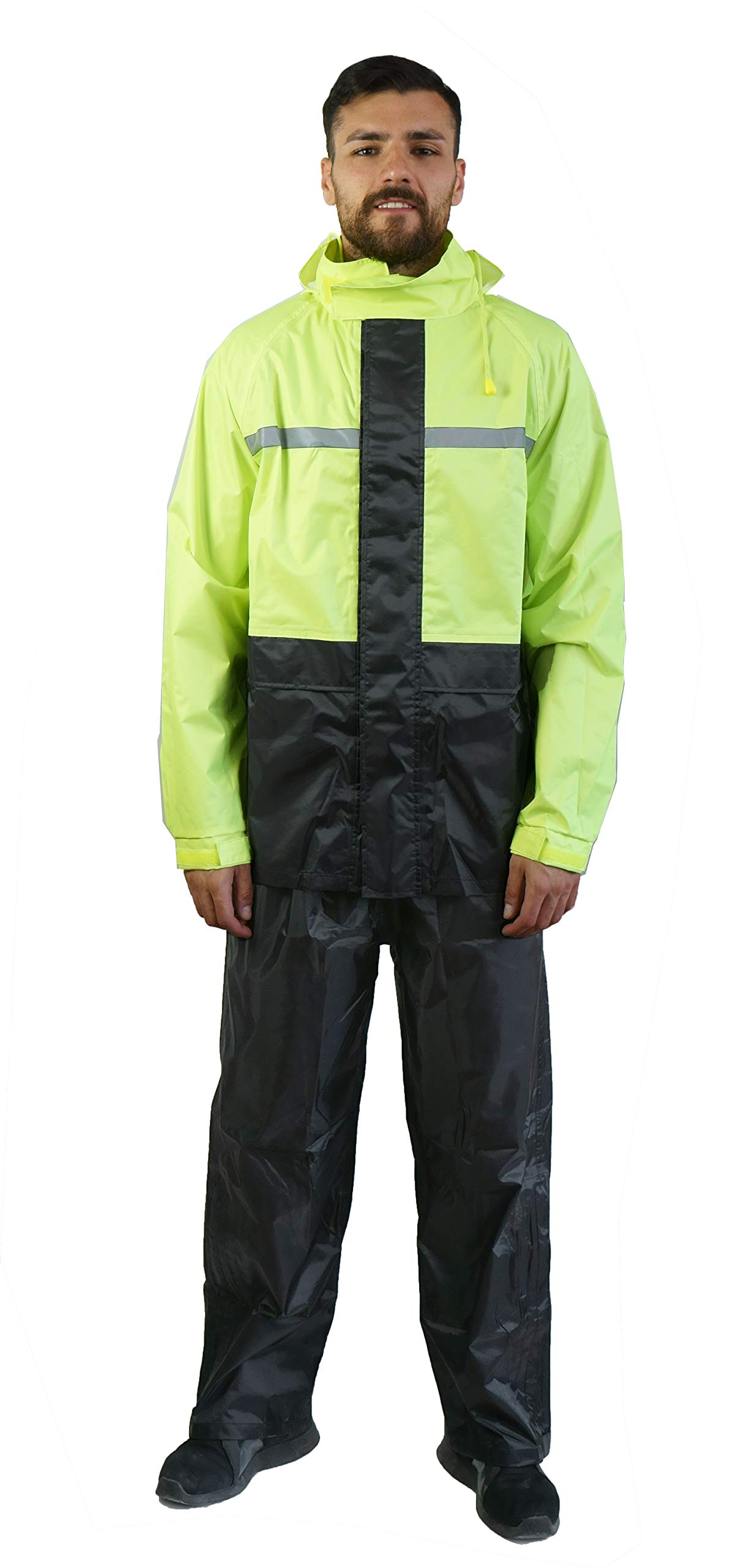 TJ MARVIN Regenschutz Set (Jacke, Hose und Tasche) SPORTIVO E34 L Nero Giallo fluo von TJ MARVIN