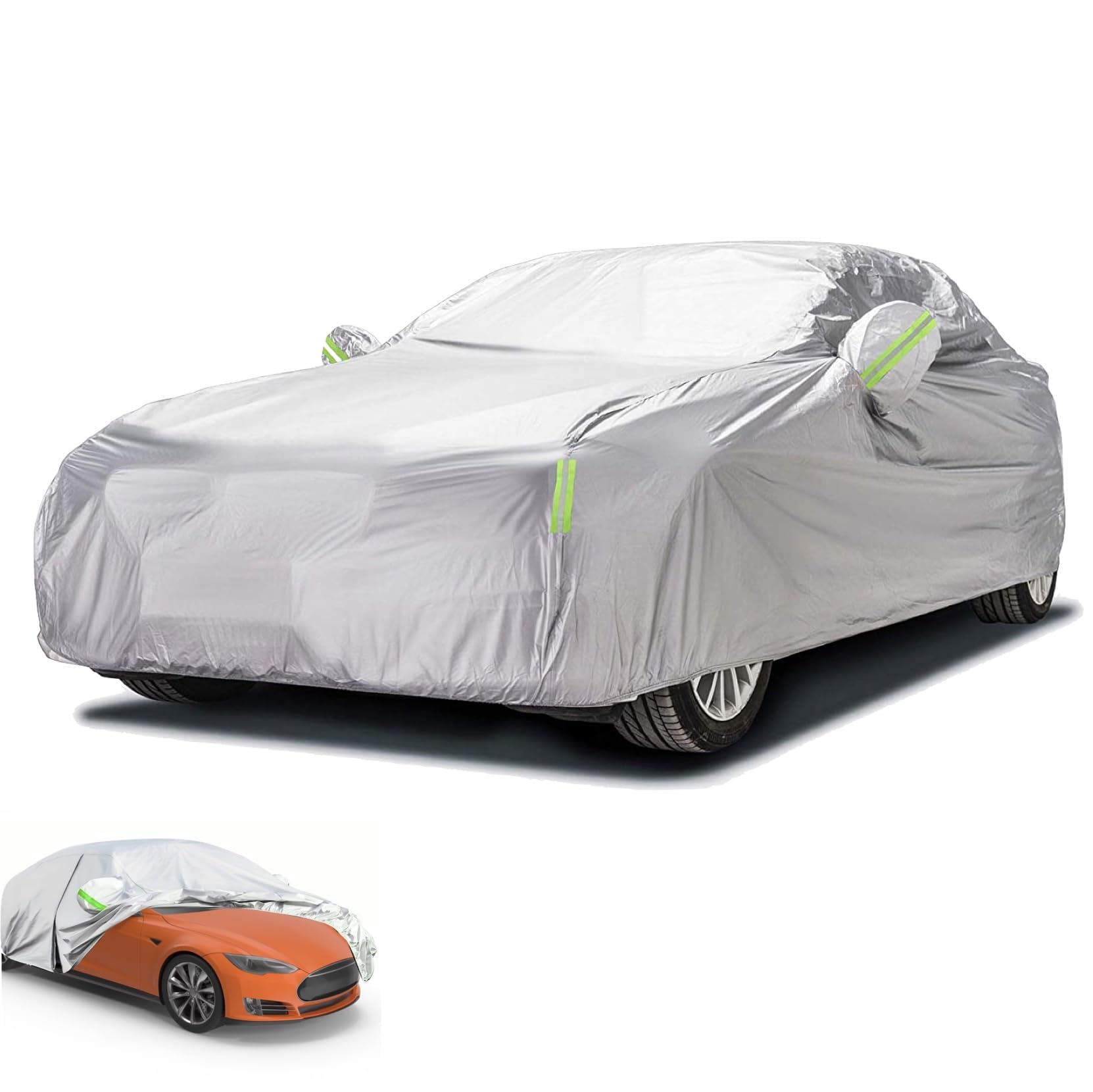 autogadget® 1x Autoschutzhülle Auto Abdeckung Autozubehör - Car Cover - Autoplane Silber Hülle Plane wasserdicht - für alle Arten von PKW/KFZ Autoabdeckung Abdeckplane von TK Gruppe Timo Klingler