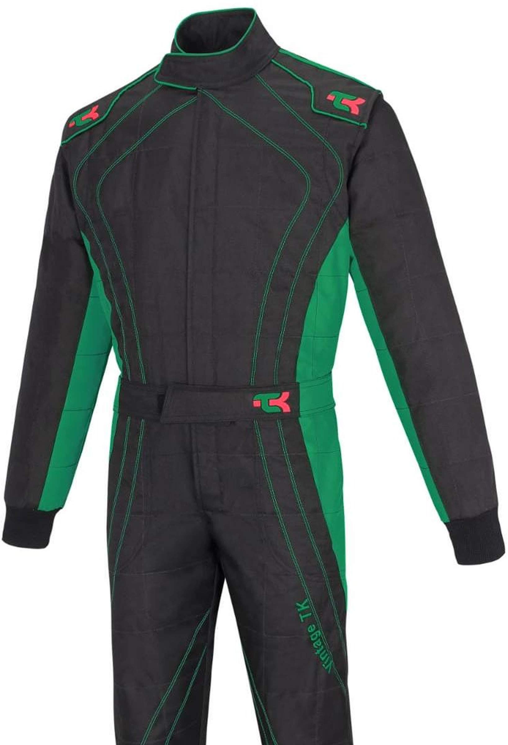 TK Kartanzug/Rennanzug/Rallye Cordura Kartoverall 4 Brillante Farben für Erwachsene, Unisex, Schwarz/Grün von TK