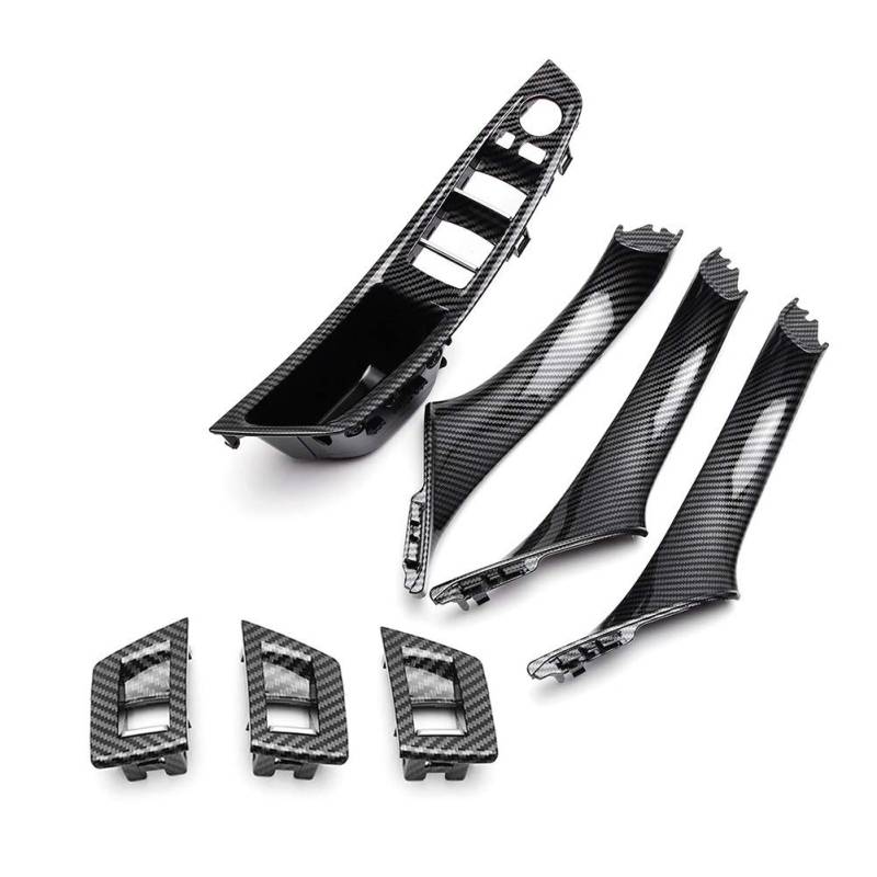 Innenraum Türgriff innen passend/Passend for BMW F10 F11 F18 5 /Passend for Serie 2010-2016 7-tlg. Innenfensterheber-Schalterfeld Türgriffverkleidung Kohlefaser ABS Auto-Styling von TKDCKF