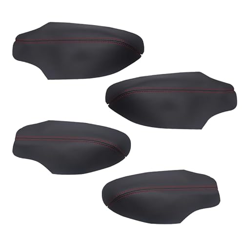 Innenraum Türgriff innen passend/Passend for Honda Civic 11. Generation 2021 2022 Auto-Mikrofaser-Leder-Innentürgriff-Armlehnenverkleidungen Abdeckung Schutzverkleidung(Armrest Black-red) von TKDCKF