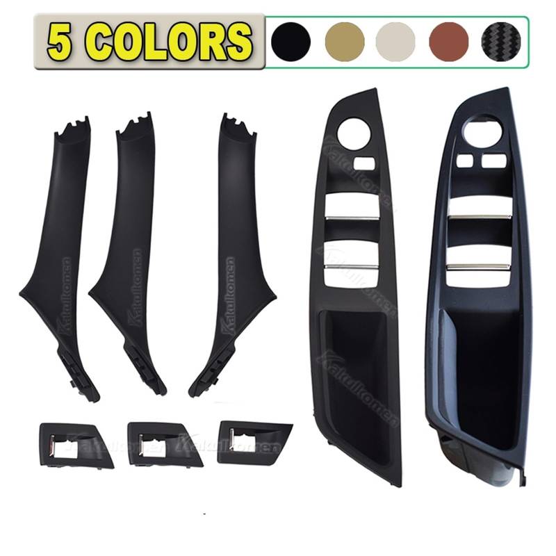 Innenraum Türgriff innen passend 7 STÜCKE Rechtslenker RHD/Passend for BMW 5er F10 F11 520 525 Schwarz Auto-Innentürgriff Innenverkleidung Pull Trim Cover Armlehne(Model B Beige White) von TKDCKF