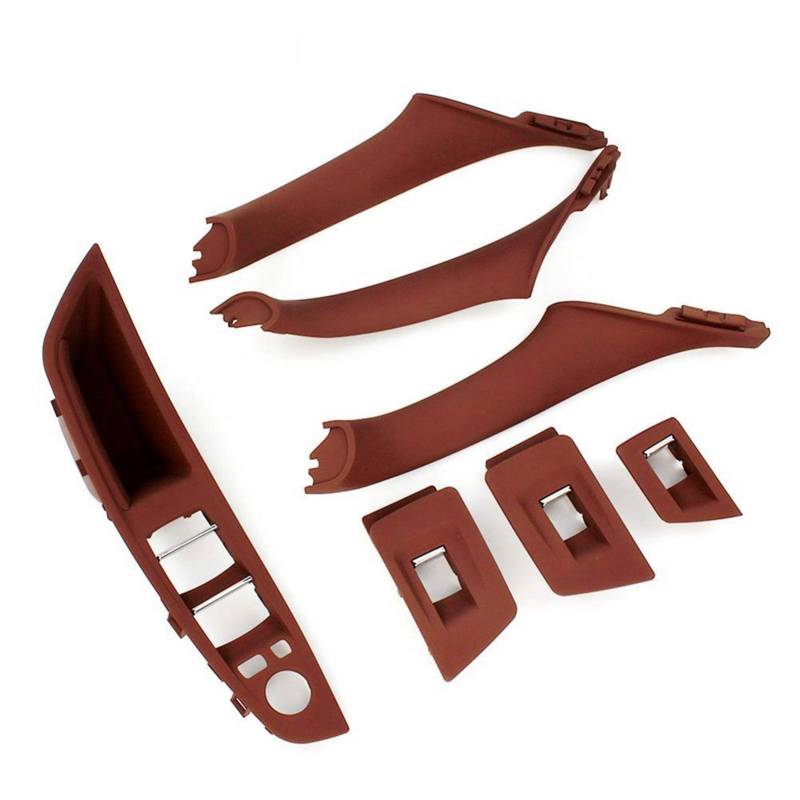 Innenraum Türgriff innen passend 7 Teile/satz Auto-Innentürgriffe Panel Schalterrahmen Autozubehör/Passend for BM-W F10 528i 550i for Linkslenker-Trimmabdeckung(Red Wine(7PCS)) von TKDCKF