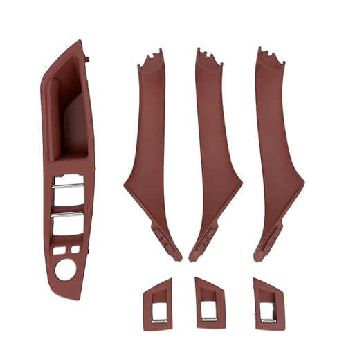 Innenraum Türgriff innen passend 7-tlg. LHD-Innentürgriff for Autos/Passend for BMW F10 F11 5er-Serie 2010-2016 Linke Antriebsplattenabdeckung ersetzen Beige Schwarz Kohlefaser(Red Brown) von TKDCKF