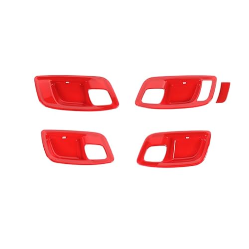 Innenraum Türgriff innen passend ABS Auto-Innentürgriff-Schüssel-Dekorationsabdeckung Zieraufkleber Zubehör/Passend for Dodge Charger/Chrysler 300C ab 2011(Red) von TKDCKF