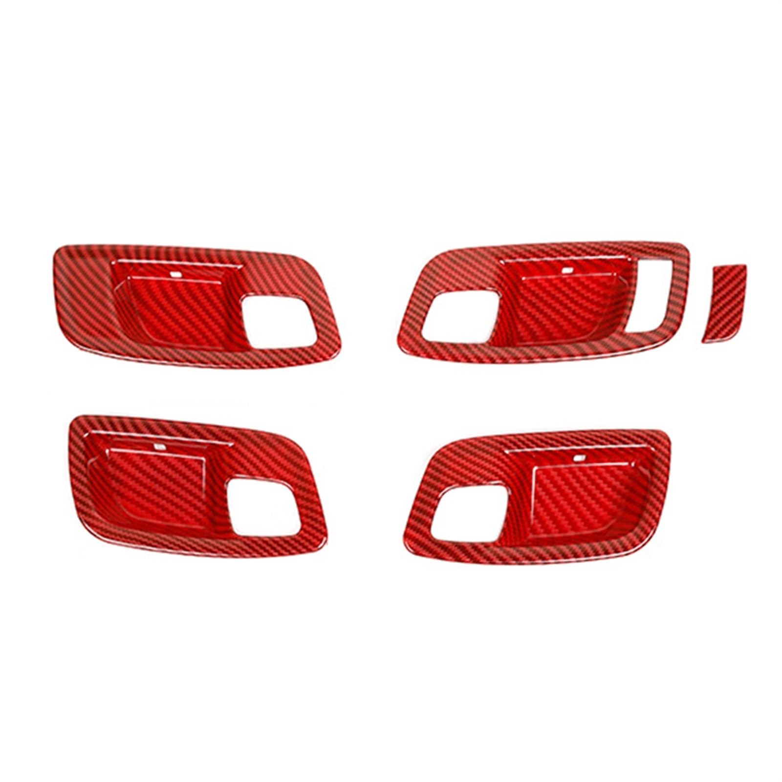 Innenraum Türgriff innen passend ABS Auto-Innentürgriff-Schüssel-Dekorationsabdeckung Zieraufkleber Zubehör/Passend for Dodge Charger/Chrysler 300C ab 2011(Red Carbon Fiber) von TKDCKF