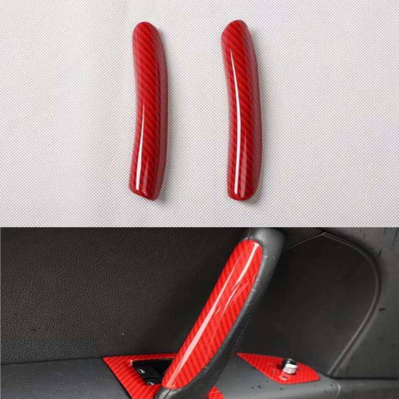 Innenraum Türgriff innen passend Auto-Innentürgriff-Halterungsstreifen, Zierleisten, Styling, passend for Audi TT 2008–2014, Auto-Formzubehör(Carbon Fiber Red) von TKDCKF