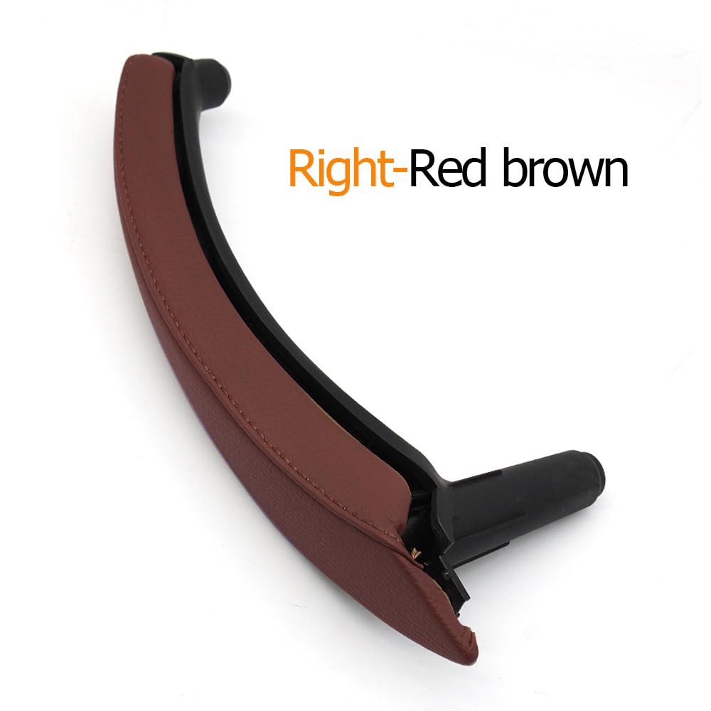 Innenraum Türgriff innen passend Auto Links Rechts Beifahrertürgriff mit Lederbezug Trim Ersatz/Fit for BMW X5 X6 E70 E71 E72 2007-2013(Right Red Brown) von TKDCKF