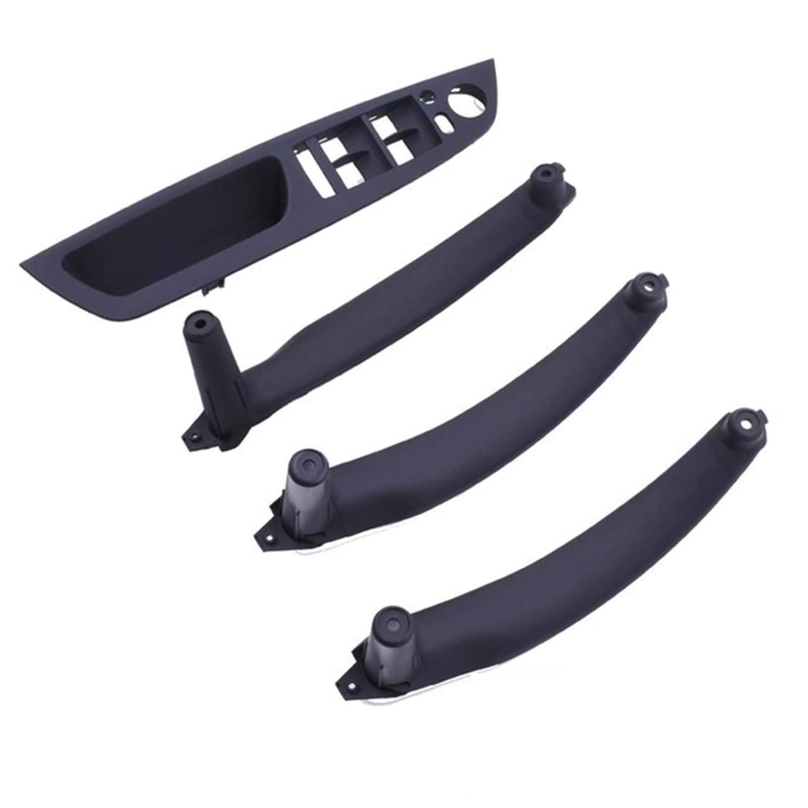 Innenraum Türgriff innen passend Beiges Echtleder Auto Vorne Hinten/Links Rechts Innentürgriff Innenverkleidung Pull Trim Abdeckung/Fit for BMW E70 E71 X5 X6 07-13(Black 4 Pcs Set) von TKDCKF