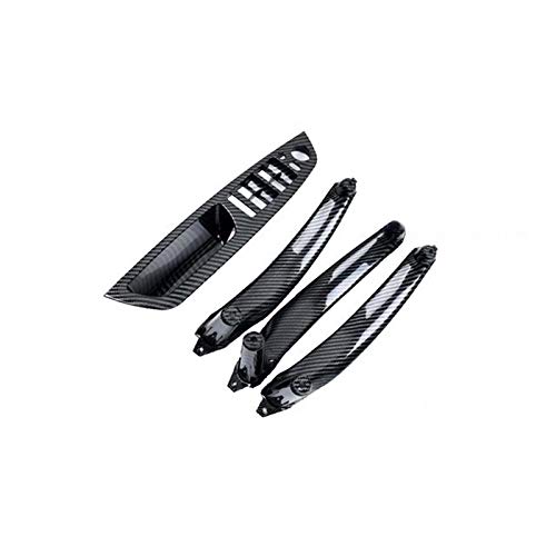 Innenraum Türgriff innen passend Beiges Echtleder Auto Vorne Hinten/Links Rechts Innentürgriff Innenverkleidung Pull Trim Abdeckung/Fit for BMW E70 E71 X5 X6 07-13(Carbon Black 4 Pcs) von TKDCKF