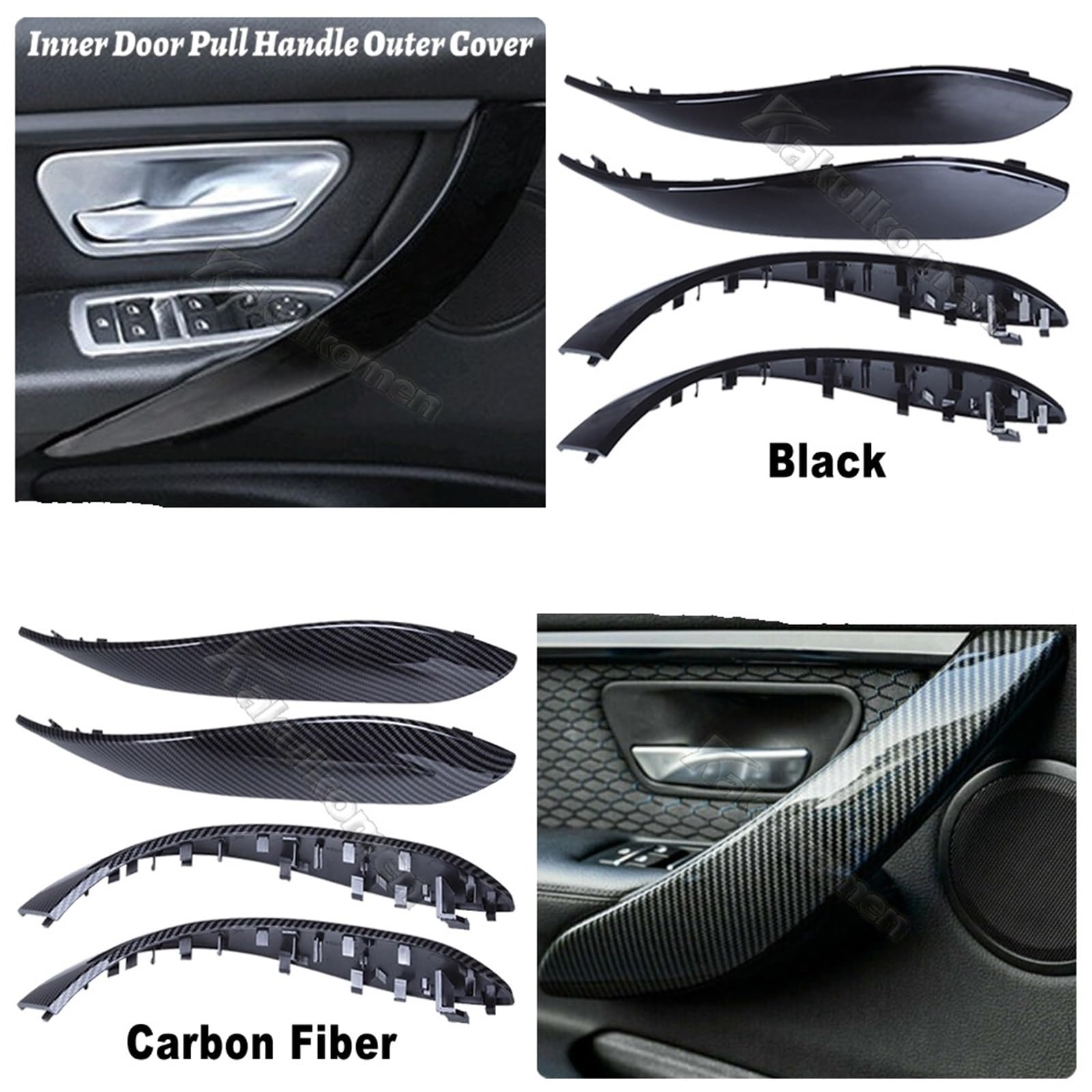 Innenraum Türgriff innen passend Carbon Fiber Auto Innentür Armlehne Griff Abdeckung Trim/Fit for BMW 3 4 Serie F30 F31 2013-2017 GT F34 2014-2017 F36 2015-17(Carbon Fiber-4Pcs) von TKDCKF