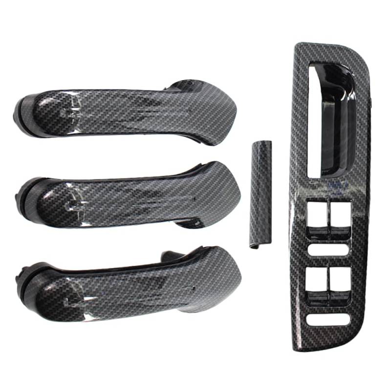 Innenraum Türgriff innen passend Carbon Fiber Innen Tür Haltegriff Abdeckung Schalter Lünette LHD/RHD/Fit for VW Jetta Golf MK4 1998-2004(Left Hand Drive) von TKDCKF