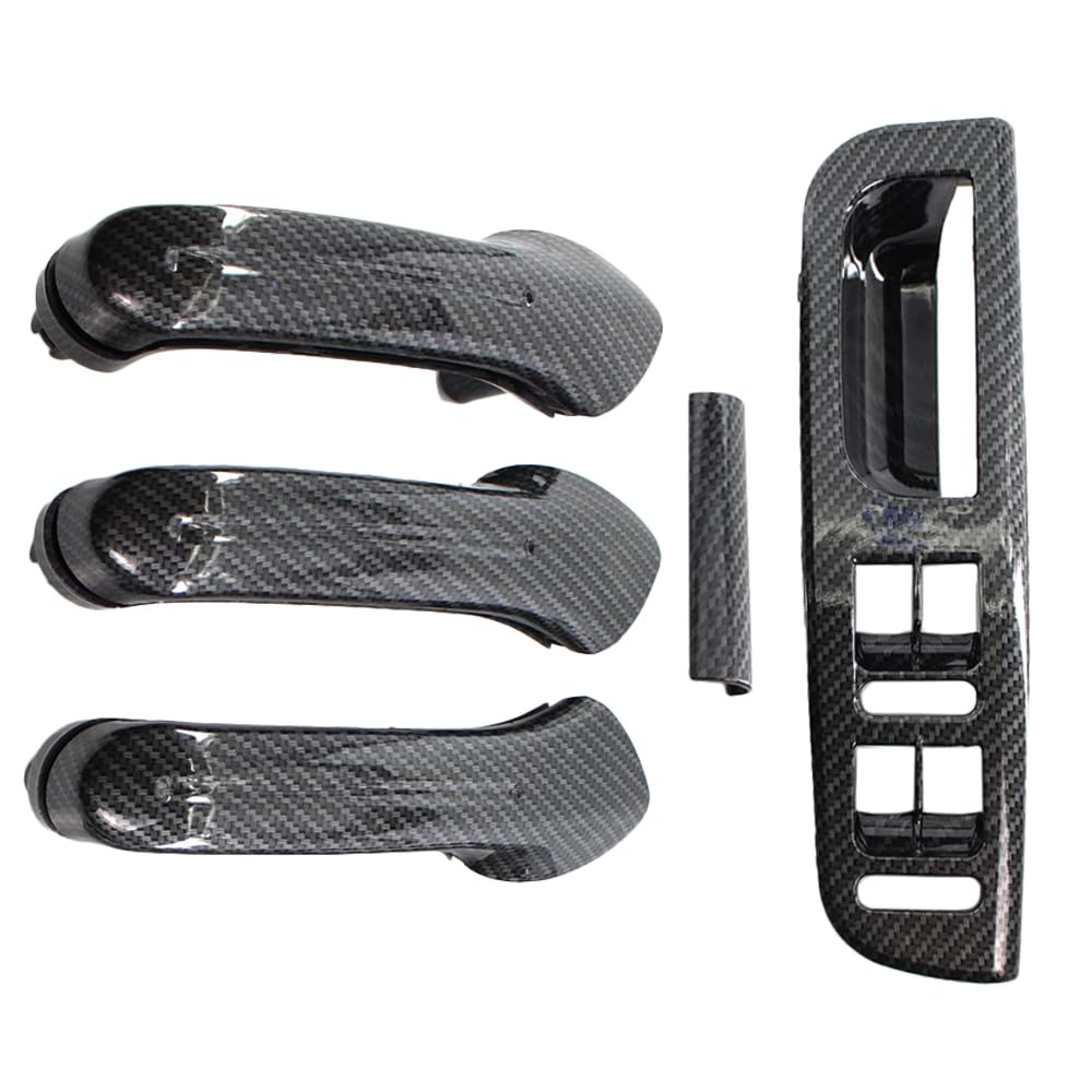 Innenraum Türgriff innen passend Carbon Fiber Innen Tür Haltegriff Abdeckung Schalter Lünette LHD/RHD/Fit for VW Jetta Golf MK4 1998-2004(Right Hand Drive) von TKDCKF