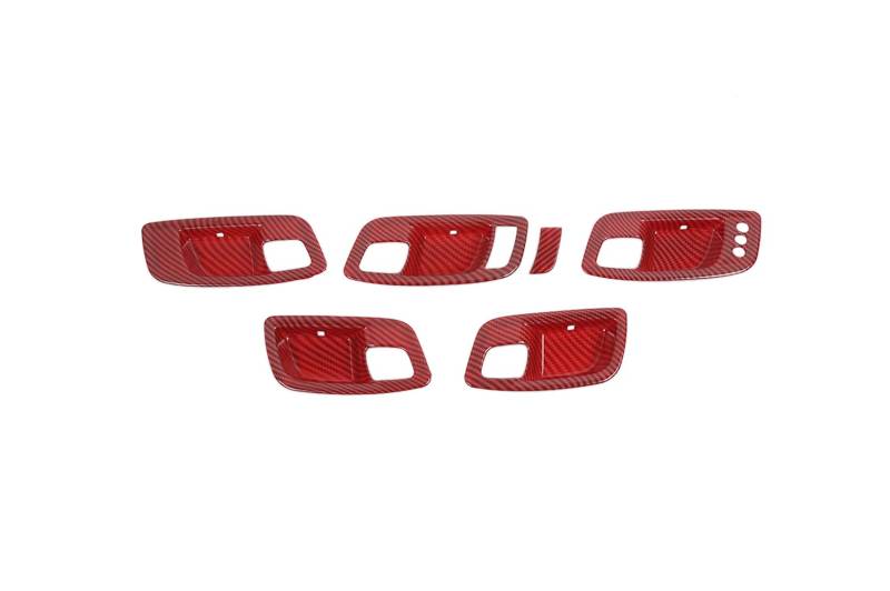 Innenraum Türgriff innen passend Dekorative Abdeckung for die innere Türgriffschale/Passend for Dodge Charger und Chrysler 300C 2015-2020 mit Knopf, Autozubehör, ABS(Red Carbon Fiber) von TKDCKF