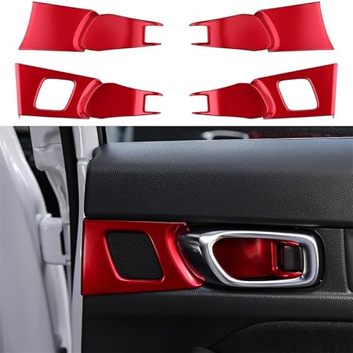 Innenraum Türgriff innen passend Grau/Rot Innen Tür Griff Schüssel Schutz Abdeckung Trim/Fit for Honda Civic 11th 2022 Auto Zubehör(B) von TKDCKF