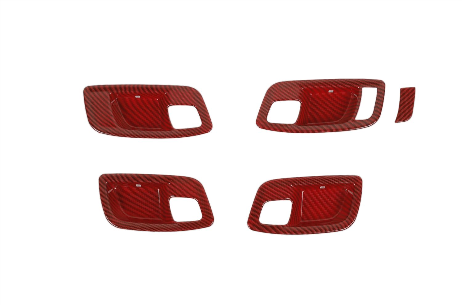 Innenraum Türgriff innen passend Zierleiste for Türgriffschale/Passend for Dodge Charger/Passend for Chrysler 300C 2011-2021 Auto-Innenausstattung, Karbonfaser-Look(Red Carbon FiberLook) von TKDCKF