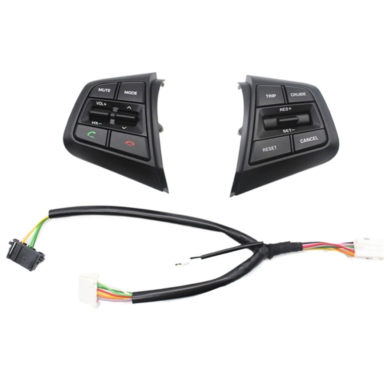 Lenkrad Schalter Kompatibel/Passend for Hyundai Ix25 (Creta) 1.6L 2.0L Lenkrad Tempomat Tasten Fernbedienung Lautstärkeregler Schalter Autozubehör(1.6Lfull Set Cable) von TKDCKF