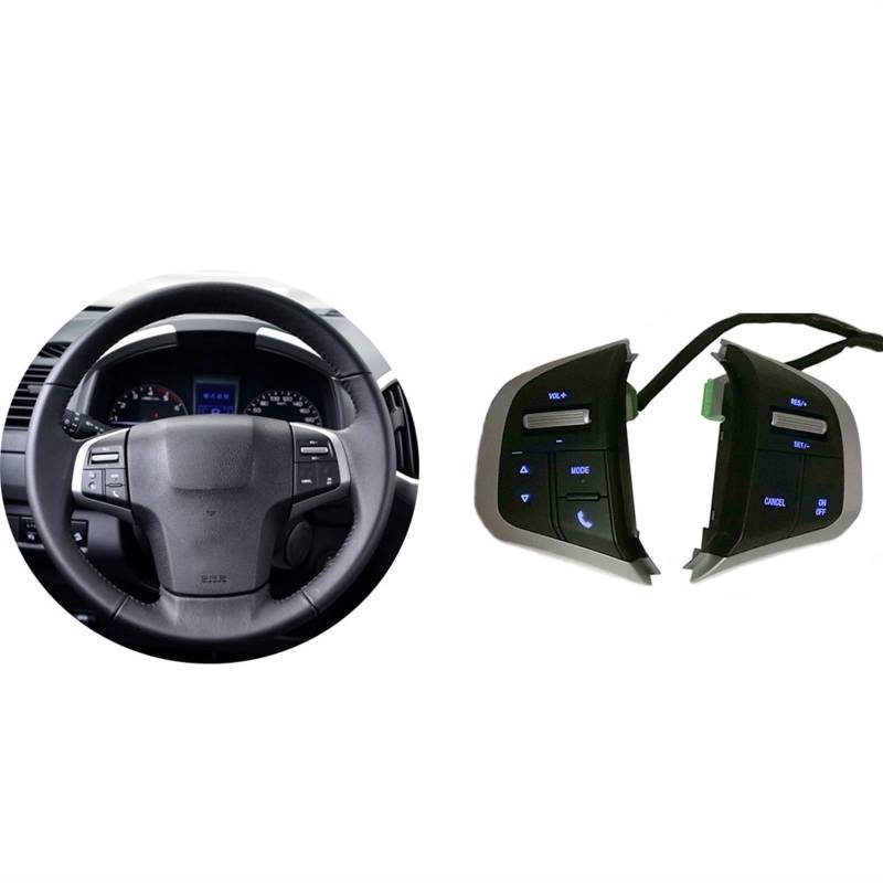 Lenkrad Schalter Kompatibel Blaue Hintergrundbeleuchtung Lenkradtaste Tempomatschalter Audio-Media-Taste/Passend for Isuzu D-Max DMAX/Passend for Chevrolet Dmax DMAX(for Chevrolet Dmax) von TKDCKF