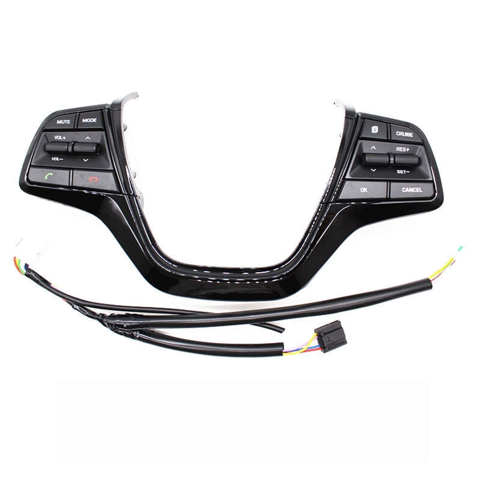 Lenkrad Schalter Kompatibel Knopfschalter/Passend for Hyundai Elantra 1.6L Lenkrad Tempomat Tasten Lautstärke Kanal Controller Auto Styling(Bright Black) von TKDCKF