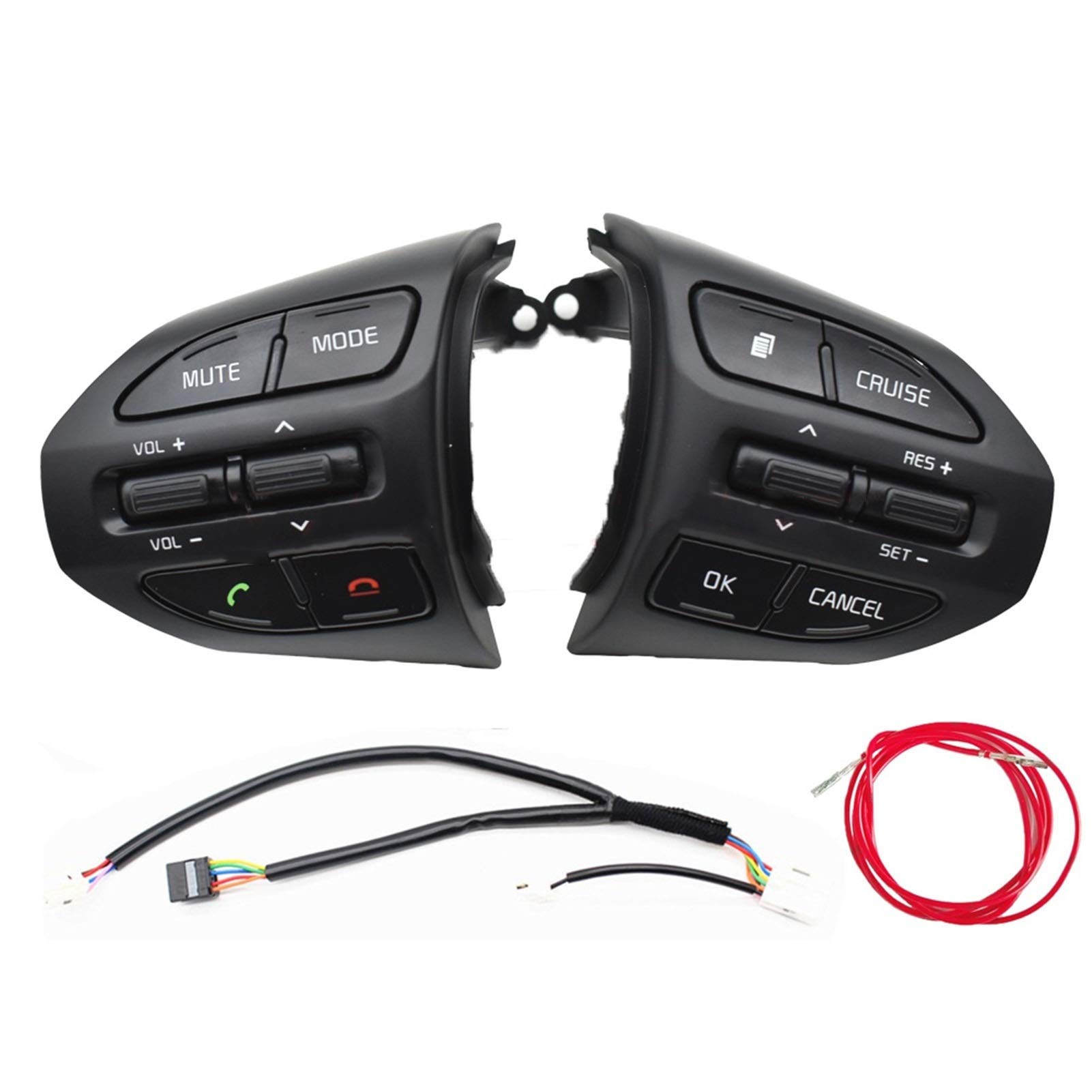 Lenkrad Schalter Kompatibel Lenkradtaste/Passend for KIA K2 Rio 2017 2018 Rio X LINE Tasten Bluetooth-Telefon Tempomat Lautstärkeschalter(K2 CL D Set Red line) von TKDCKF