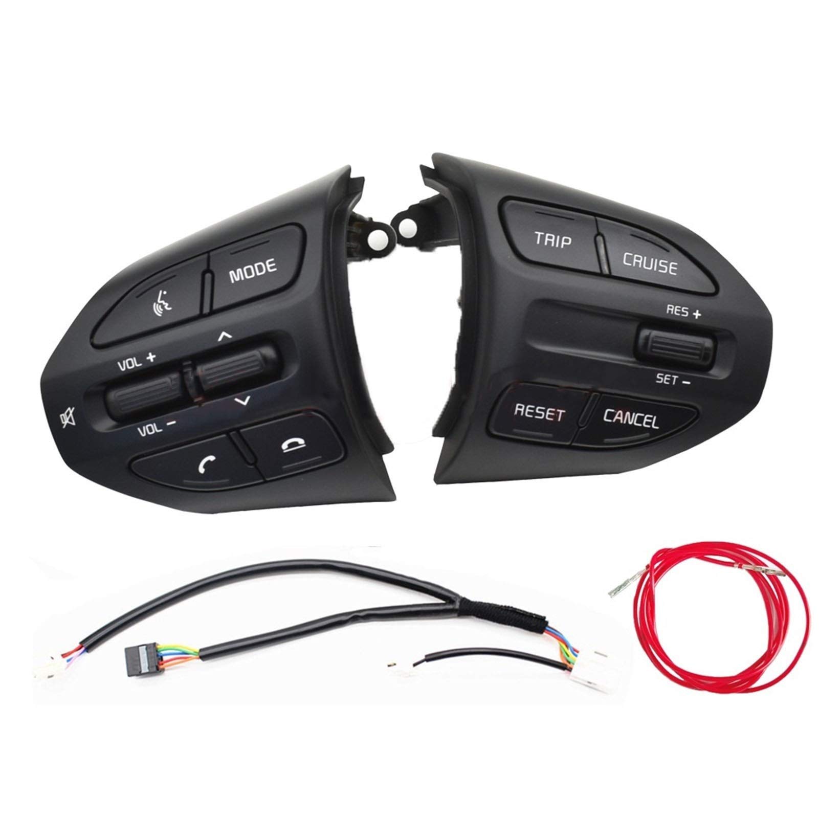 Lenkrad Schalter Kompatibel Lenkradtaste/Passend for KIA K2 Rio 2017 2018 Rio X LINE Tasten Bluetooth-Telefon Tempomat Lautstärkeschalter(K2 HBL A Set Redline) von TKDCKF