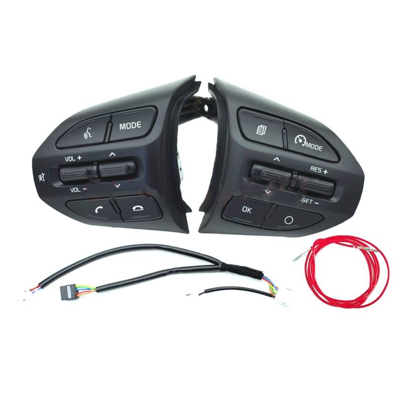 Lenkrad Schalter Kompatibel Lenkradtaste/Passend for KIA K2 Rio 2017 2018 Rio X LINE Tasten Bluetooth-Telefon Tempomat Lautstärkeschalter(K2 HBL B Set Redline) von TKDCKF