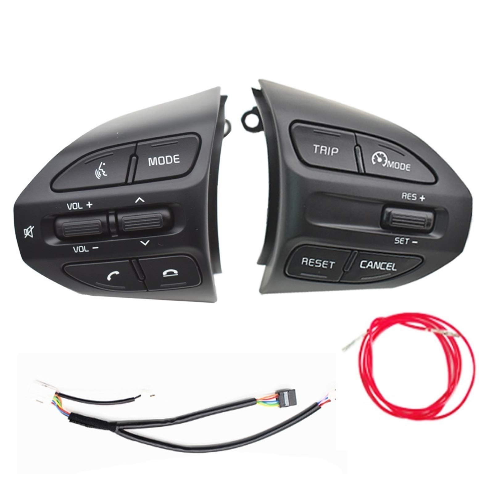 Lenkrad Schalter Kompatibel Lenkradtaste/Passend for KIA K2 Rio 2017 2018 Rio X LINE Tasten Bluetooth-Telefon Tempomat Lautstärkeschalter(K2 HBL C Set Redline) von TKDCKF