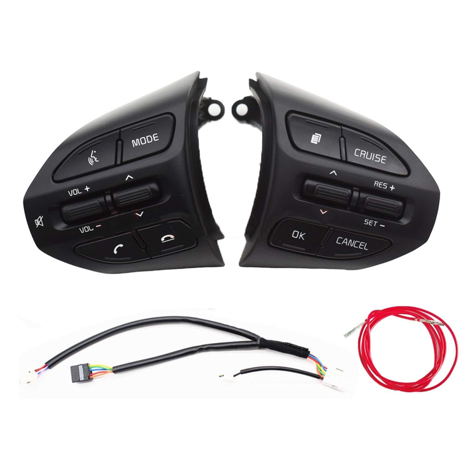 Lenkrad Schalter Kompatibel Lenkradtaste/Passend for KIA K2 Rio 2017 2018 Rio X LINE Tasten Bluetooth-Telefon Tempomat Lautstärkeschalter(K2 HBL D Set Redline) von TKDCKF