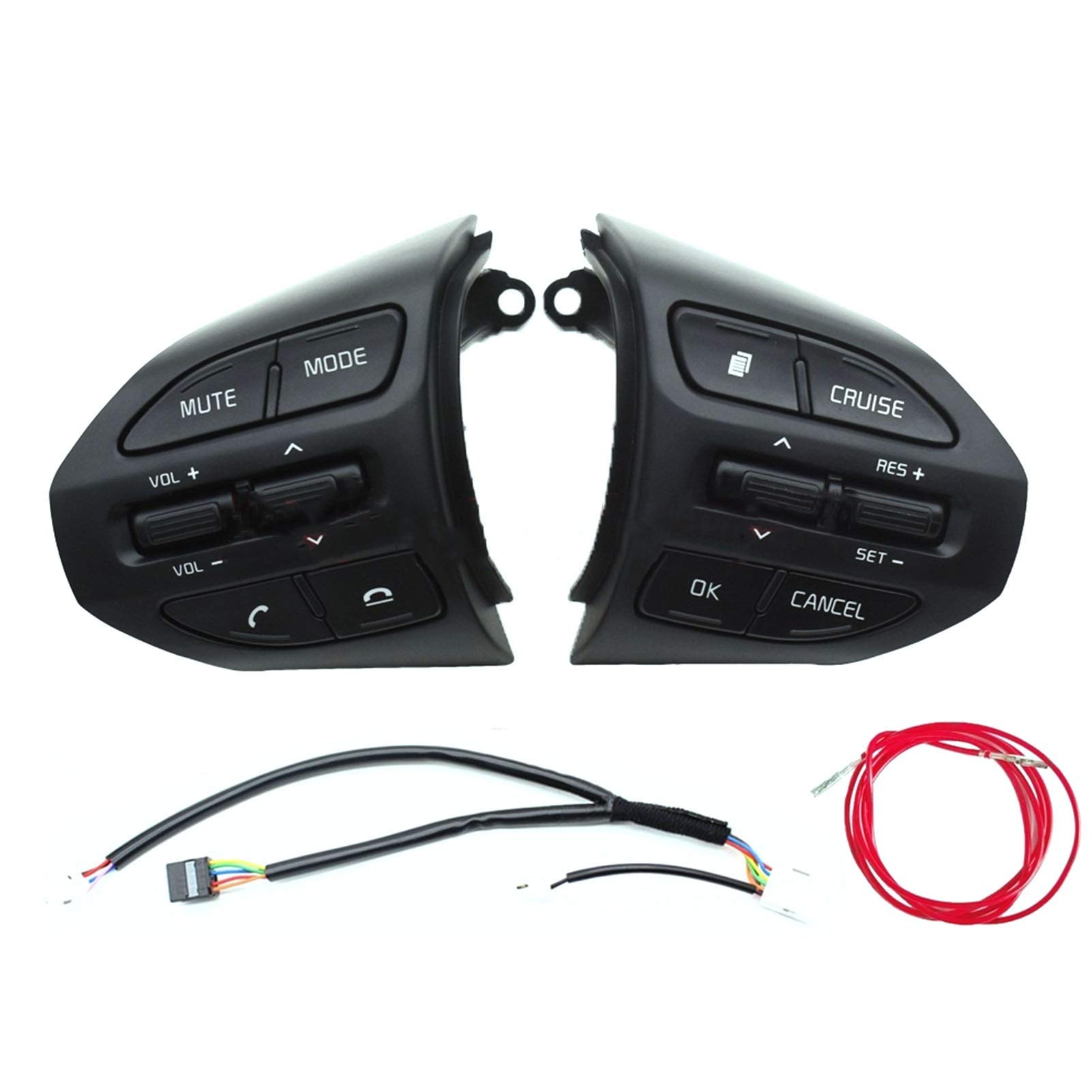 Lenkrad Schalter Kompatibel Lenkradtaste/Passend for KIA K2 Rio 2017 2018 Rio X LINE Tasten Bluetooth-Telefon Tempomat Lautstärkeschalter(K2 WL D Set Redline) von TKDCKF