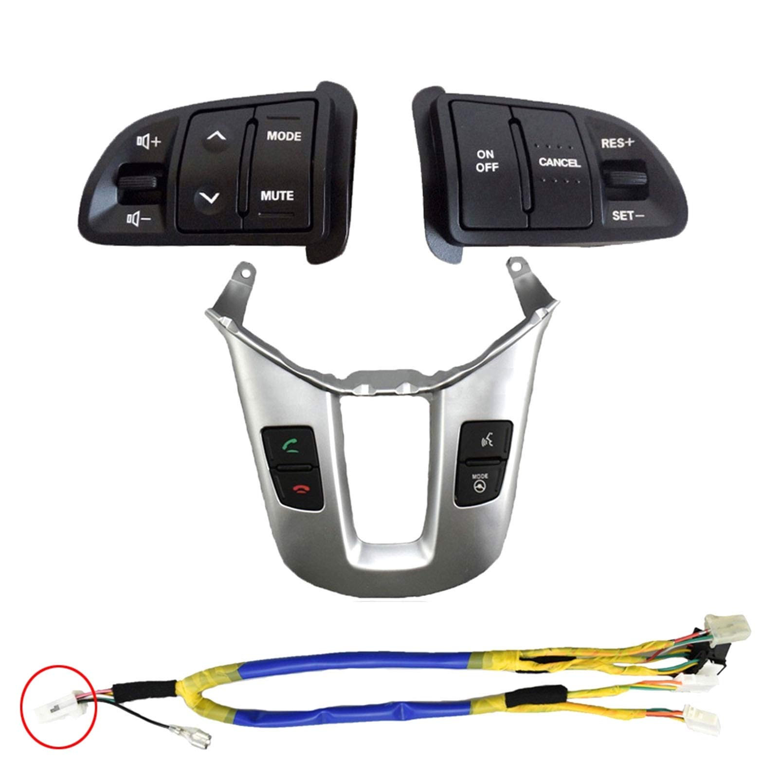 Lenkrad Schalter Kompatibel Multifunktionslenkrad, Audio-Tempomattasten/Passend for Kia Sportage SL mit Hintergrundbeleuchtungstastenschalter und Bluetooth-Panel(Aset 14pins) von TKDCKF