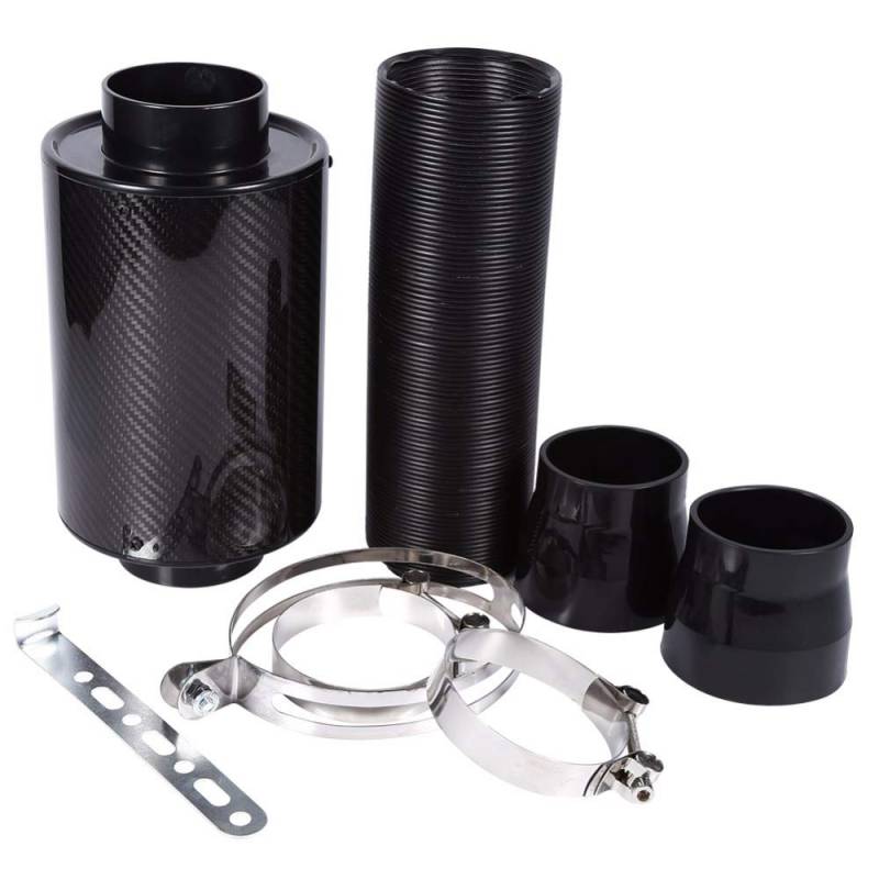 Luftfilter-Ansaugschlauch 1 Set Universal Auto 3 Zoll Carbon Fiber Kaltluftfilter Feed Geschlossene Intake Induktion Rohr Schlauch Kit Universal von TKDCKF